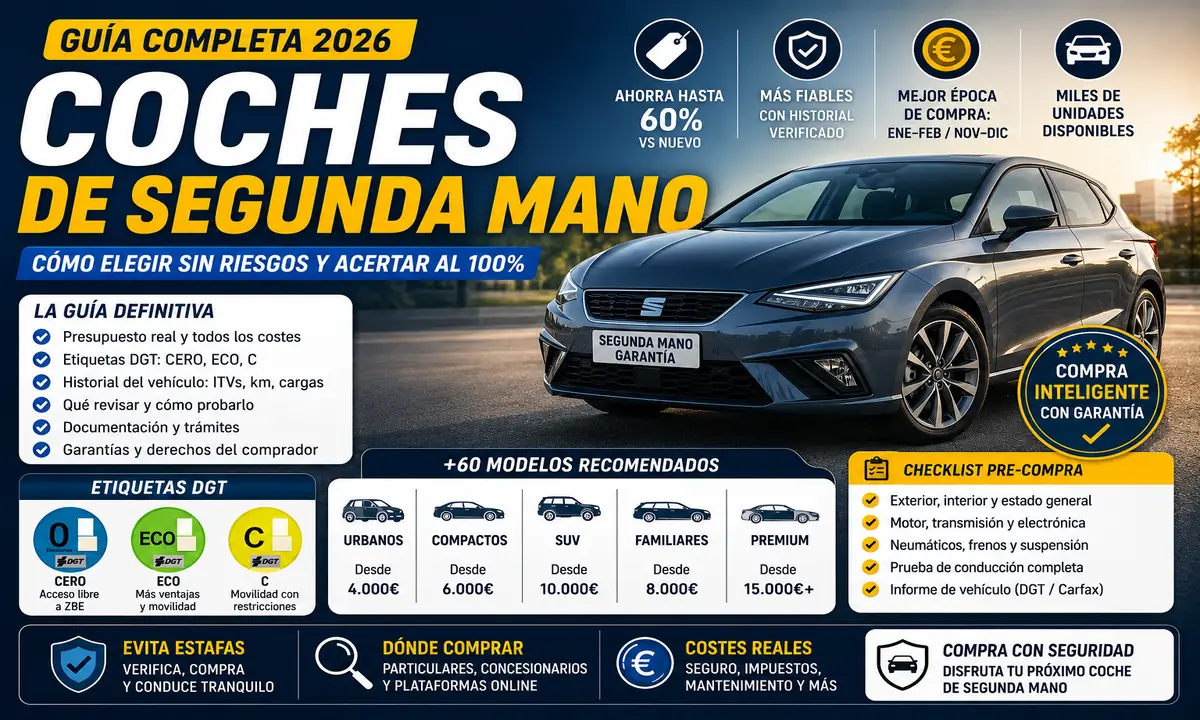 Coches de Segunda Mano 2026: Guía Completa + 60 Mejores Modelos