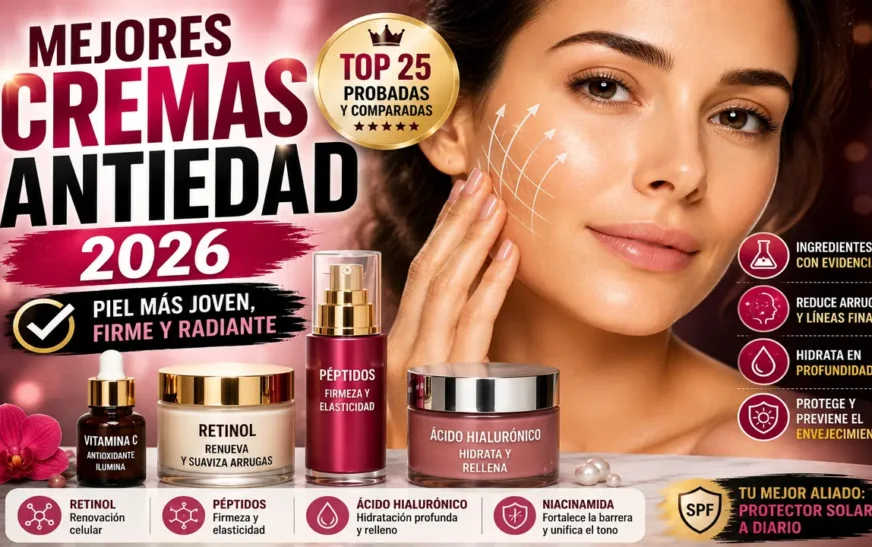Las 25 Mejores Cremas Antiedad de 2026: Guía Completa por Edad, Tipo de Piel y Tipo de Arruga