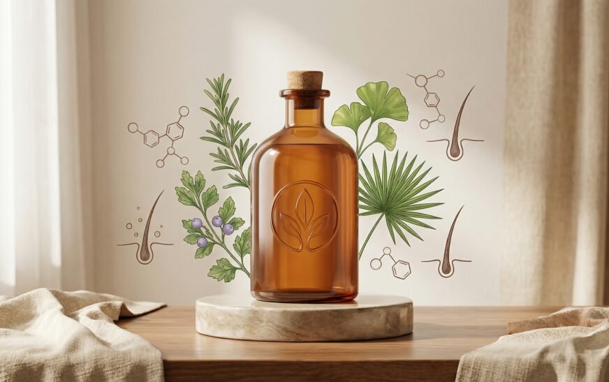 Champú anticaída Mercadona Deliplus con ingredientes botánicos naturales como ginseng y extractos vegetales