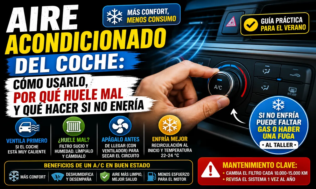 Aire acondicionado del coche: por qué huele mal y cómo usarlo bien