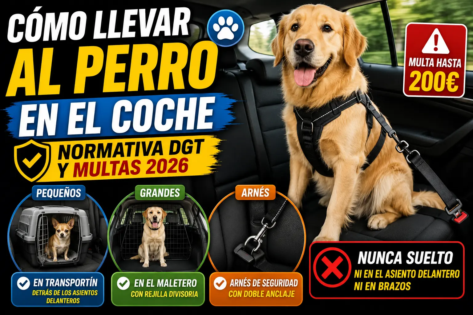 Cómo llevar al perro en el coche: lo que exige la DGT