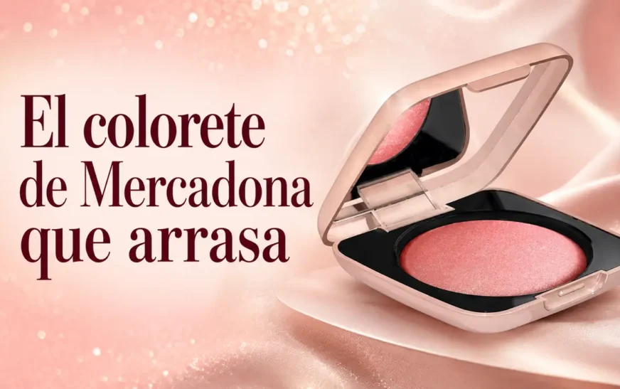 Colorete compacto Deliplus de Mercadona en tono rosa con espejo y acabado luminoso