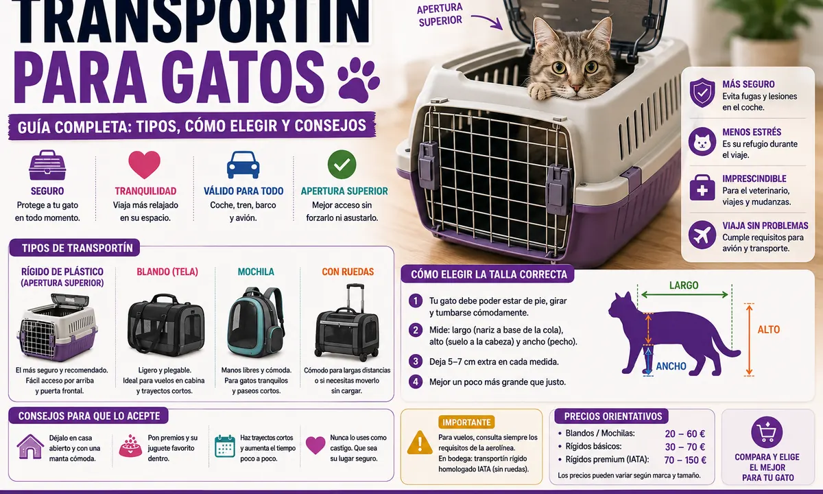 Transportín para gatos: cuál elegir, tipos y consejos