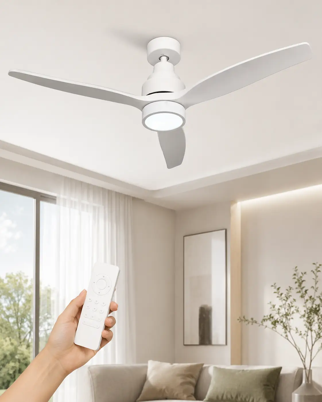 Mellerware Brizy Bright ventilador de techo silencioso blanco con mando
