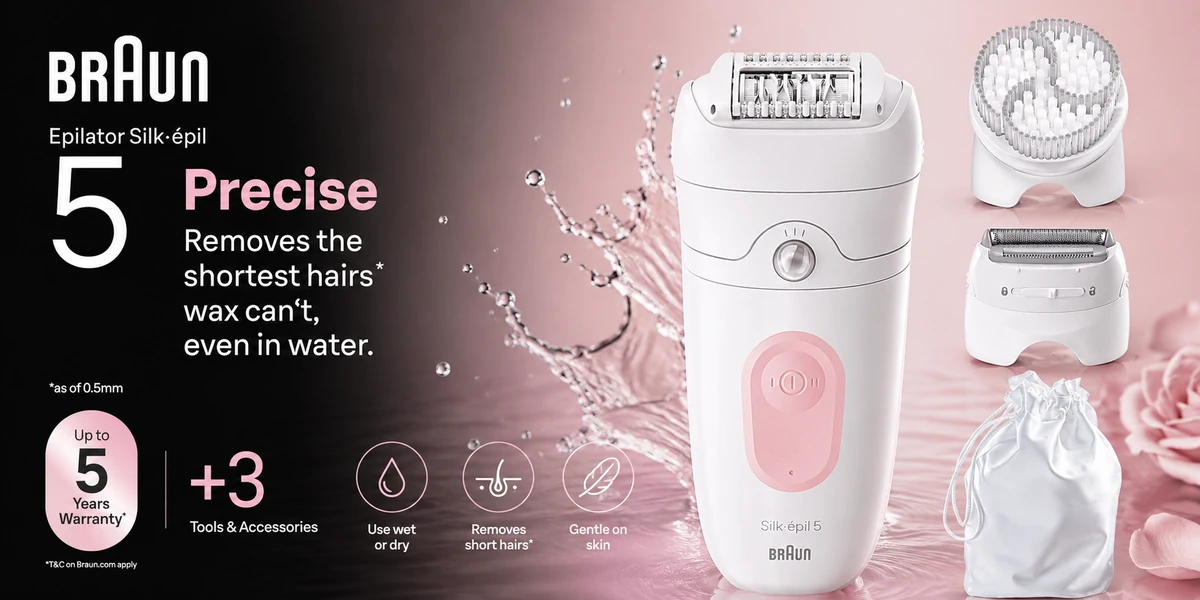 Braun Silk·épil 5 modelo 5-060, depiladora eléctrica con cuatro accesorios