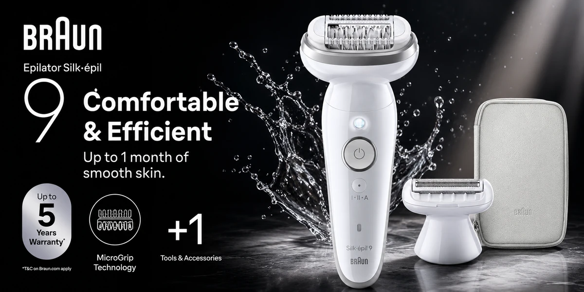 Braun Silk·épil 9 modelo 9-041, depiladora eléctrica resistente al agua con accesorios