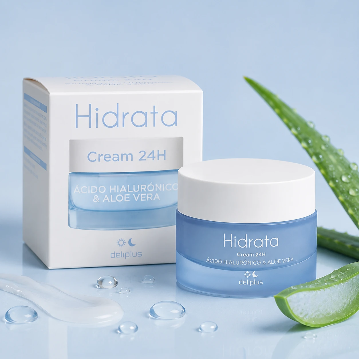 Crema facial Hidrata Deliplus con ácido hialurónico y aloe vera