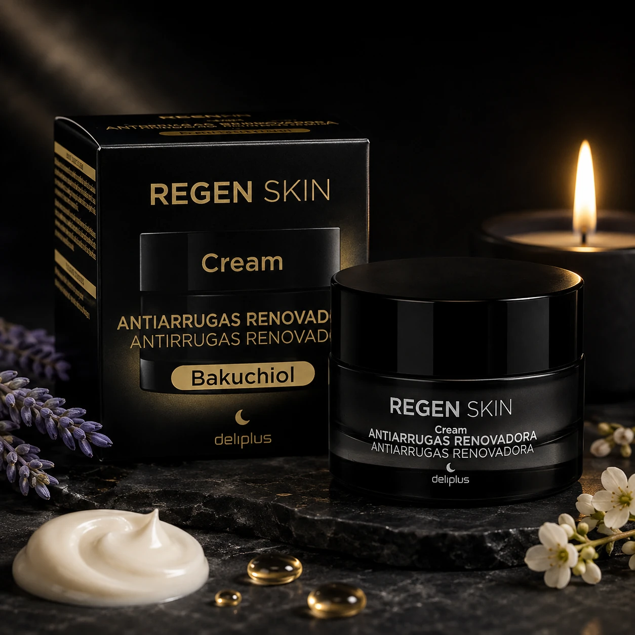 Crema facial de noche Regen Skin Deliplus con bakuchiol