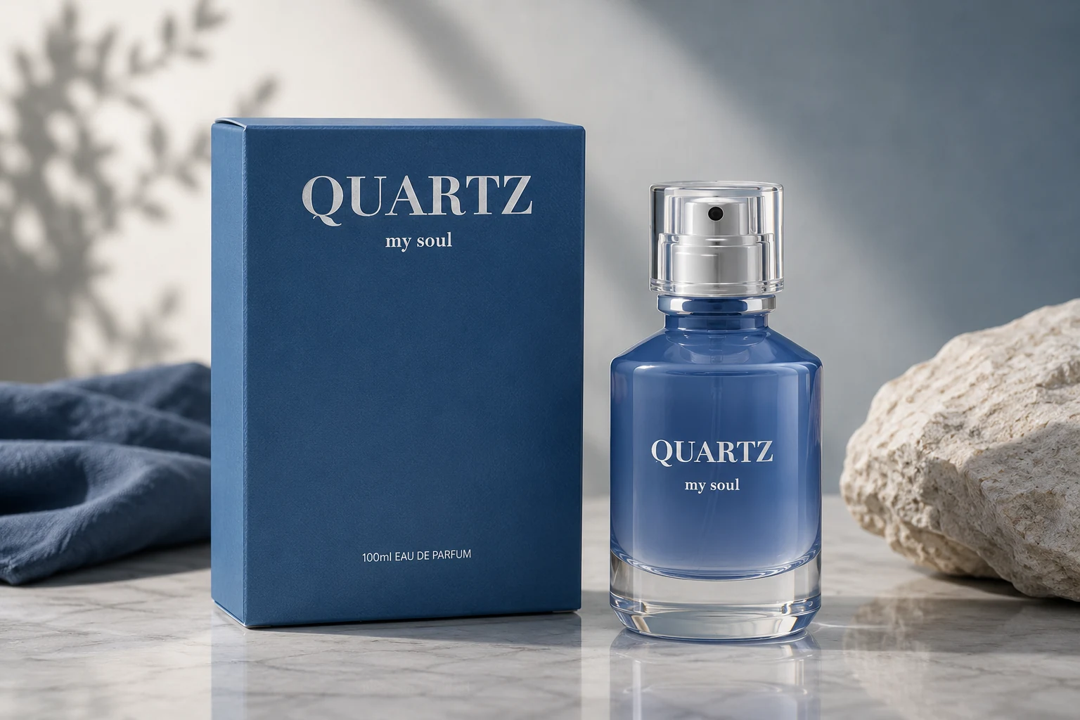 Frasco azul del eau de parfum hombre My Soul Quartz de Mercadona