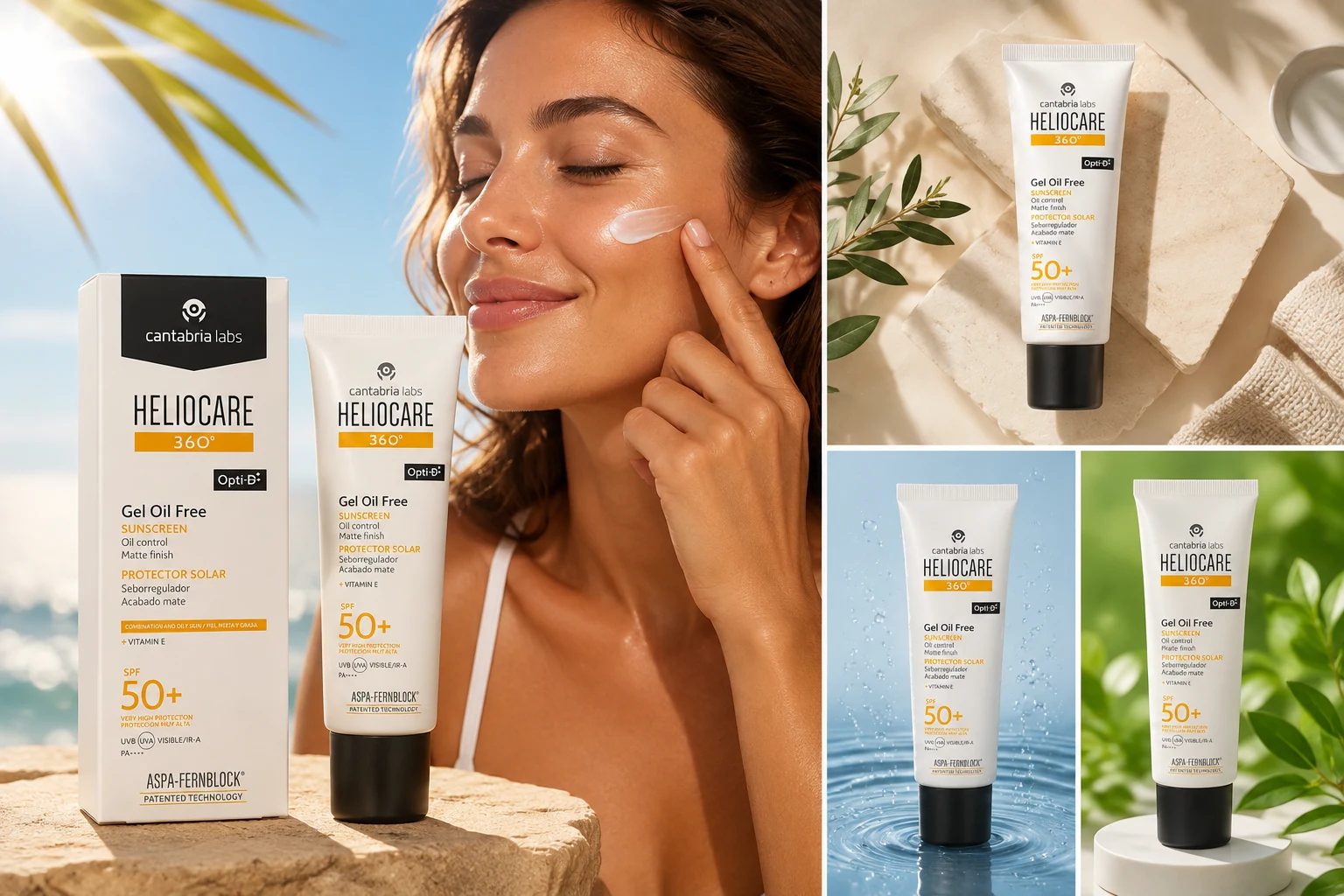 Heliocare 360º Gel Oil-Free SPF 50+ de Cantabria Labs, protector solar facial de 50 ml