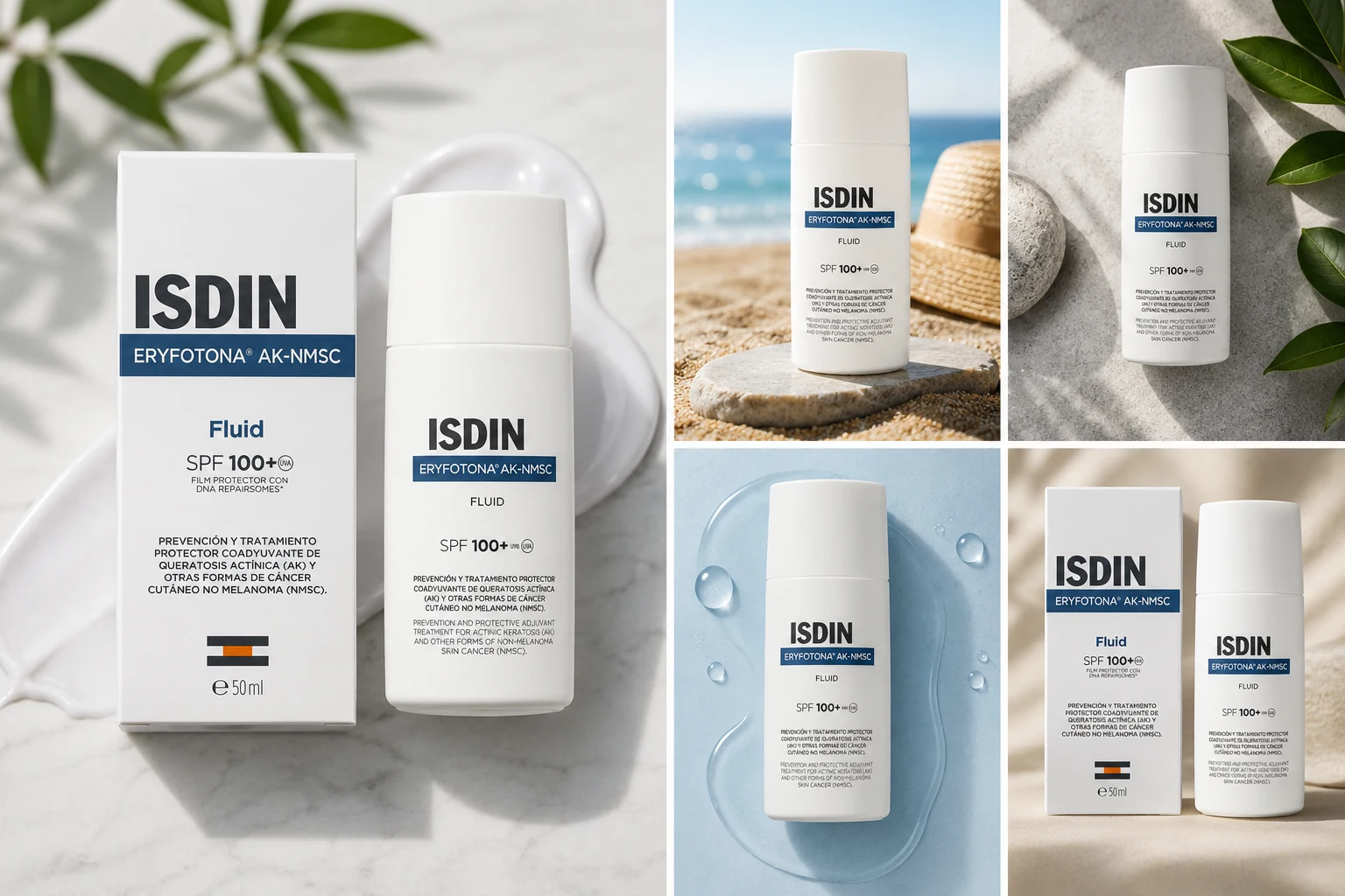 ISDIN Eryfotona AK-NMSC Fluid SPF 100+, fotoprotector facial de 50 ml