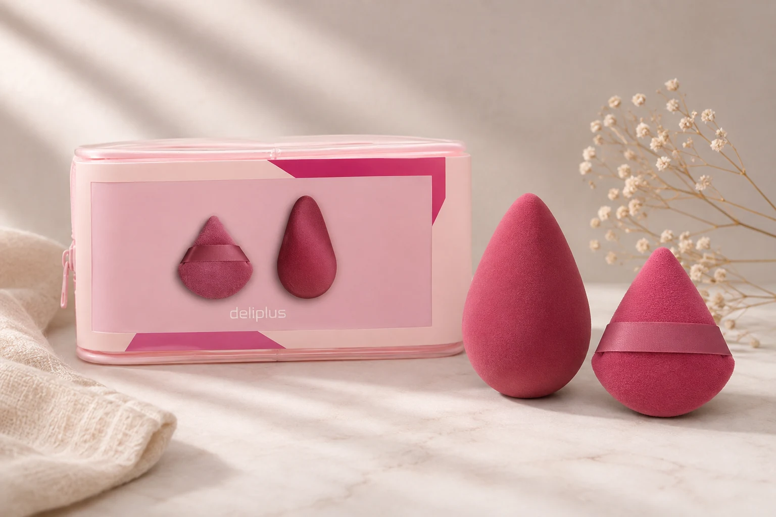 Kit de esponjas de maquillaje Deliplus de Mercadona, con dos esponjas y neceser