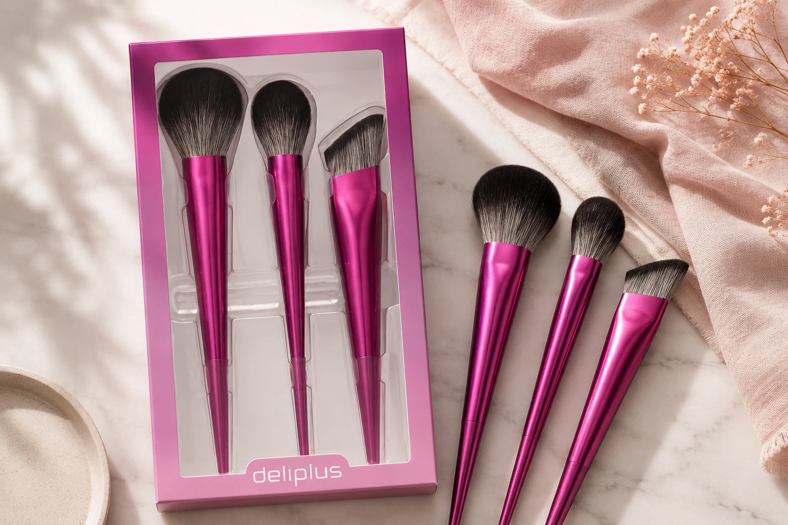 Kit de pinceles rostro Deliplus de Mercadona, con tres brochas
