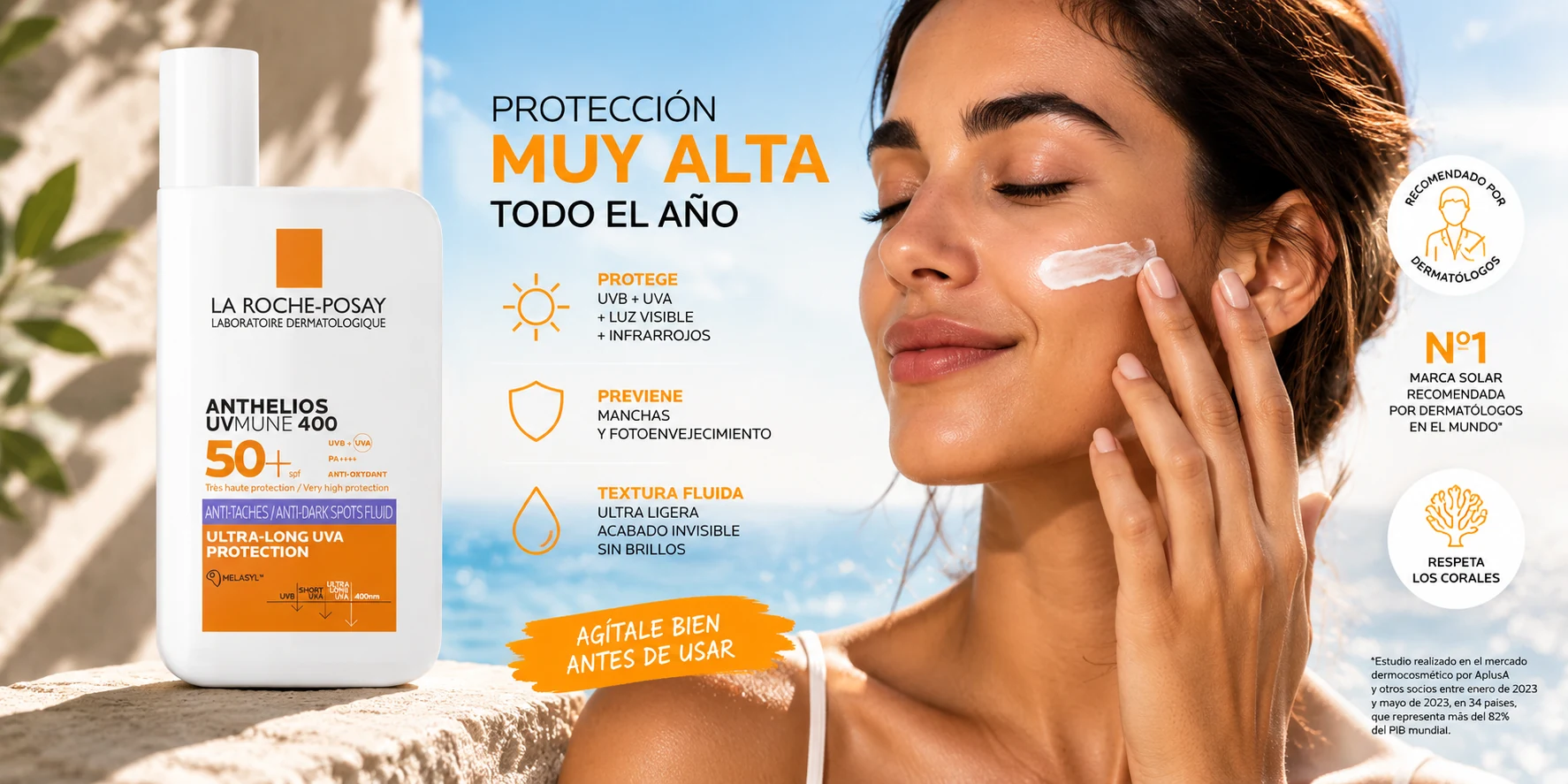 La Roche-Posay Anthelios UVMune 400 Fluido Antimanchas SPF 50+, protector solar facial de 50 ml