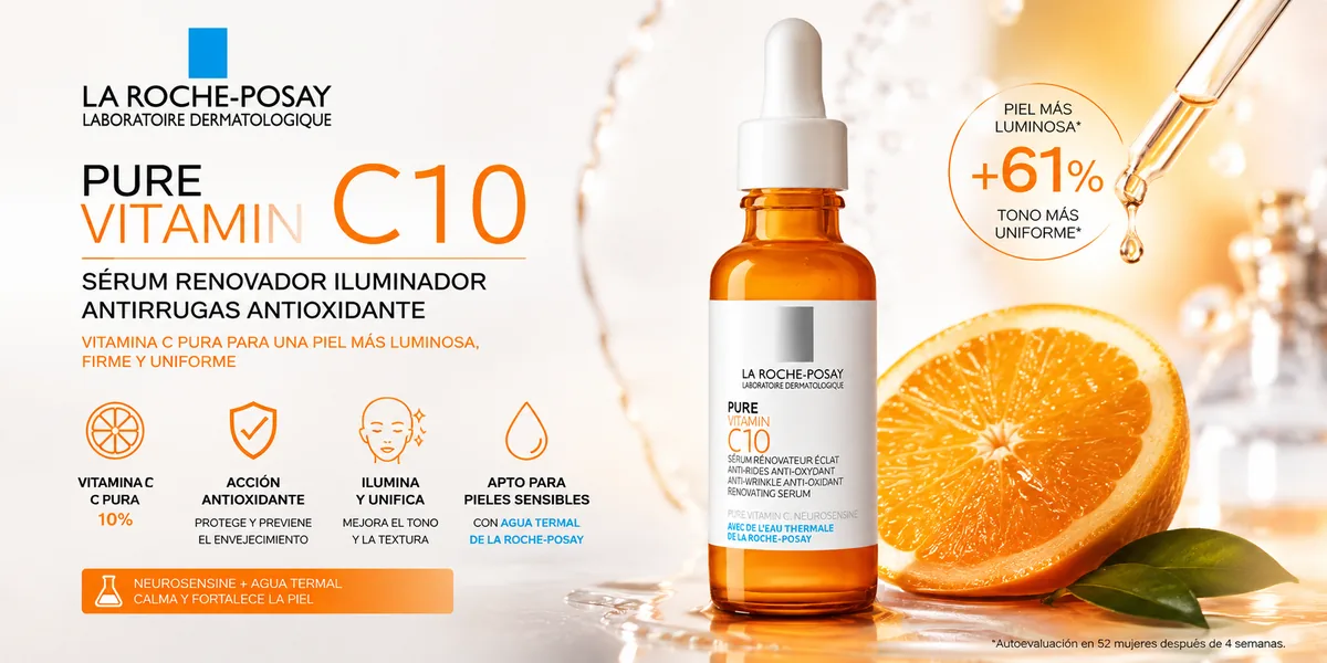 Sérum La Roche-Posay Pure Vitamin C10 con 10% de vitamina C pura, neurosensina y agua termal