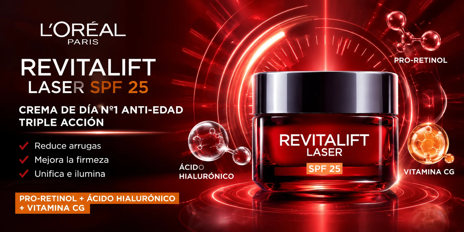 Crema de día L'Oréal Revitalift Laser con SPF 25