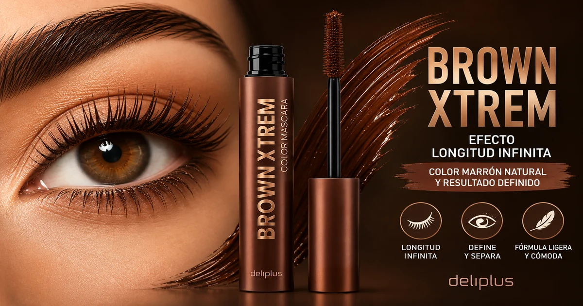 Máscara de pestañas Brown Xtrem Deliplus de Mercadona, tubo marrón