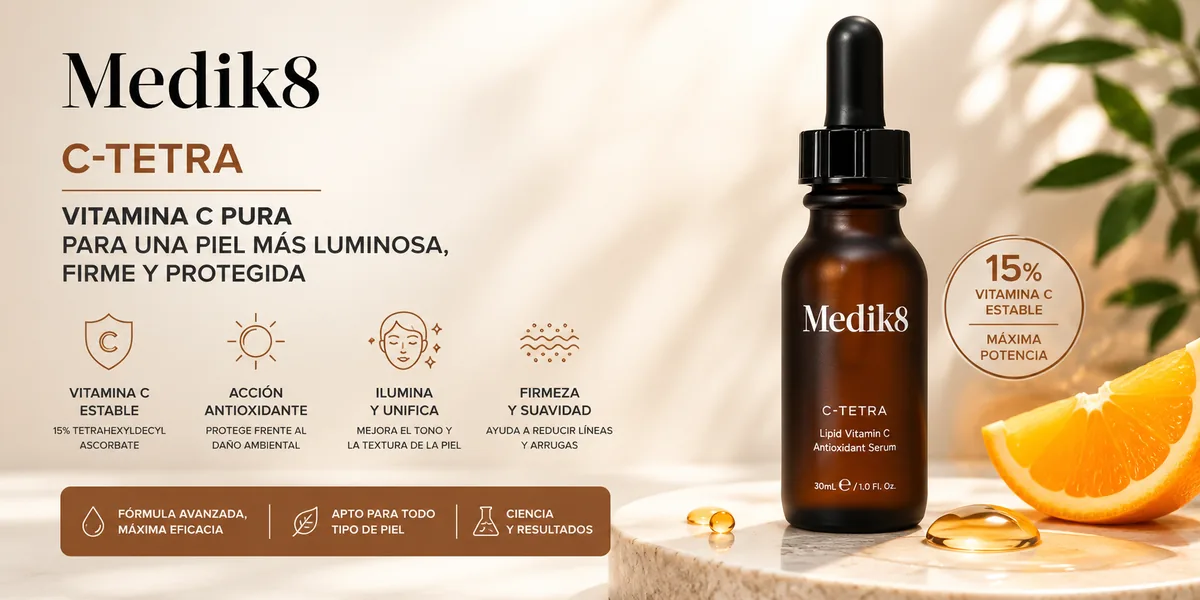 Sérum Medik8 C-Tetra con 15% de tetrahexildecil ascorbato en base de aceite de jojoba