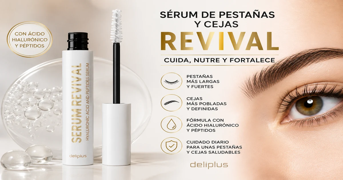 Sérum de pestañas y cejas Revival Deliplus de Mercadona, envase blanco