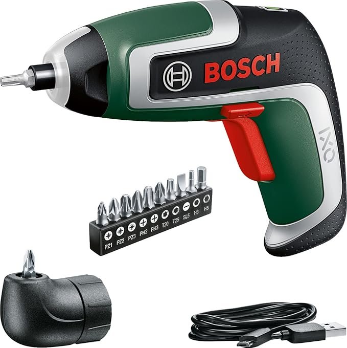 Bosch IXO 7 con adaptador angular, puntas y cable micro USB