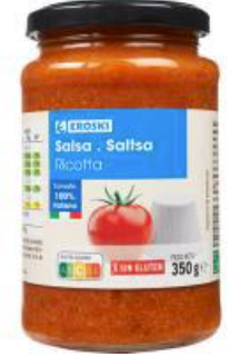 Alerta por vidrio en salsa ricotta Eroski: lote afectado y qué hacer